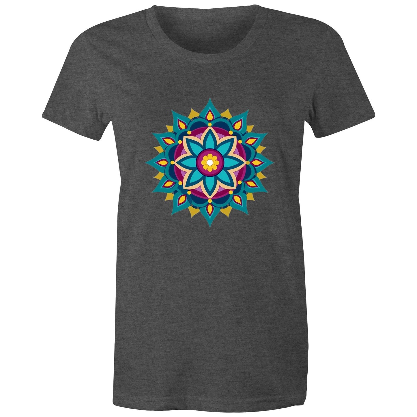 Women's Earthfolk T shirt - Mandala Blue - The Crescent Moon