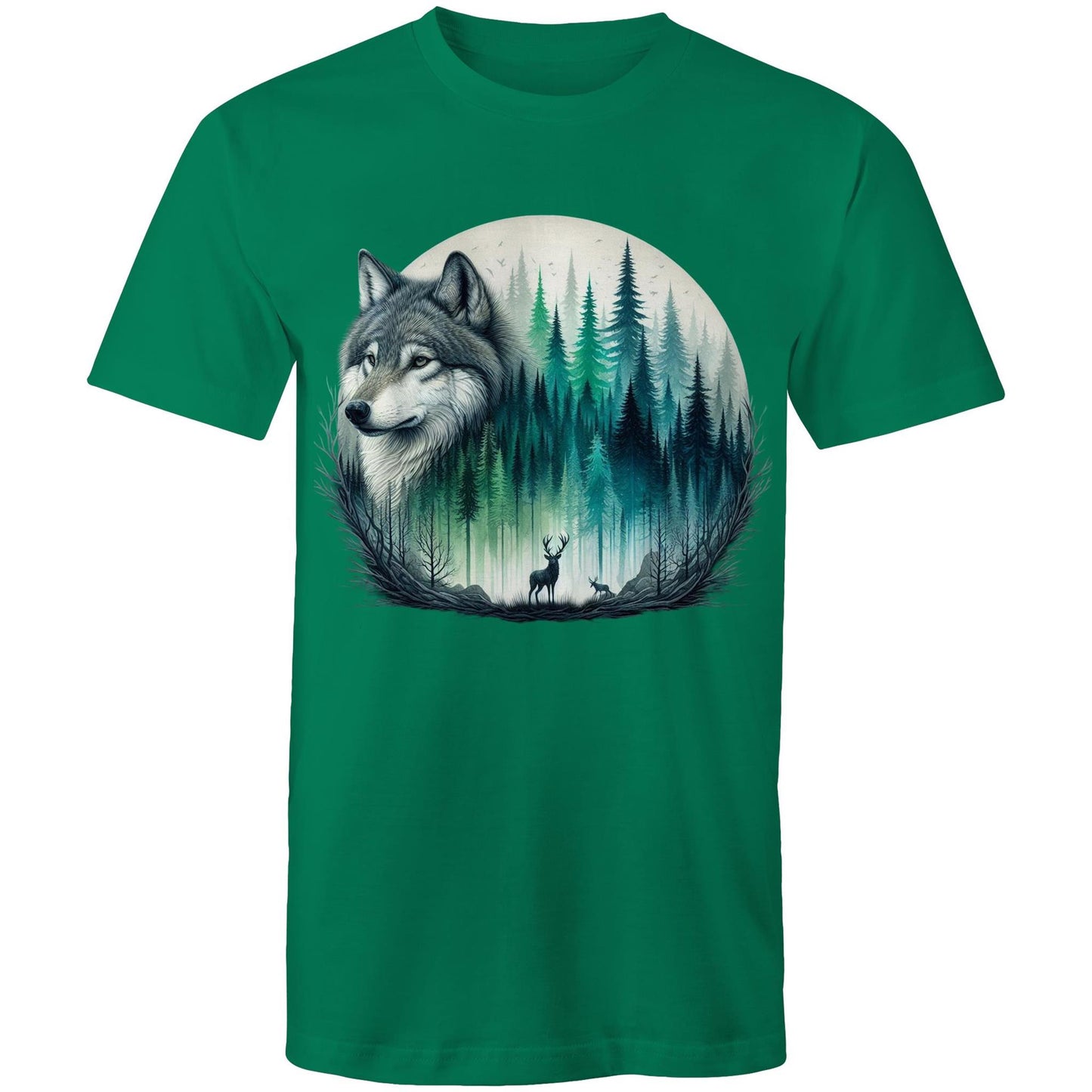Men's Earthfolk T shirt - Wolf Landscape - The Crescent Moon