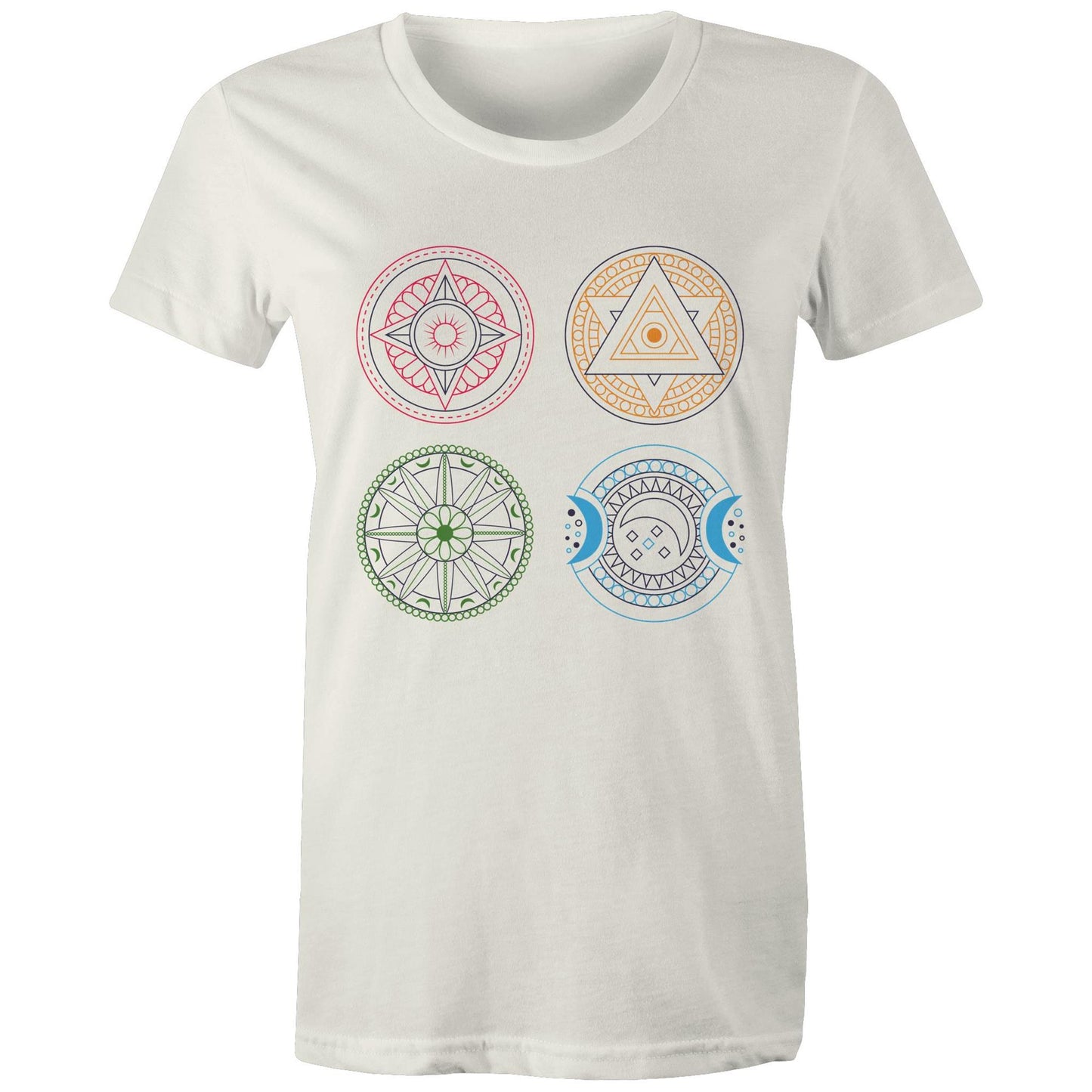Women's Earthfolk Printed T shirt - Esoteric Mandala - The Crescent Moon