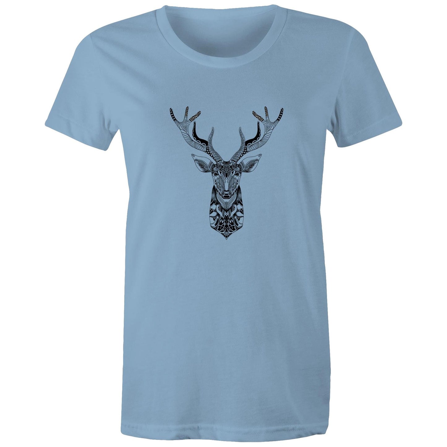 Women's Earthfolk Printed T shirt - Totem Deer - The Crescent Moon