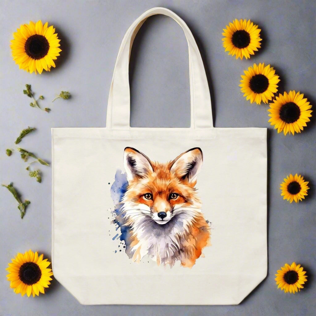 Earthfolk Canvas Tote Bag - Watercolour Fox