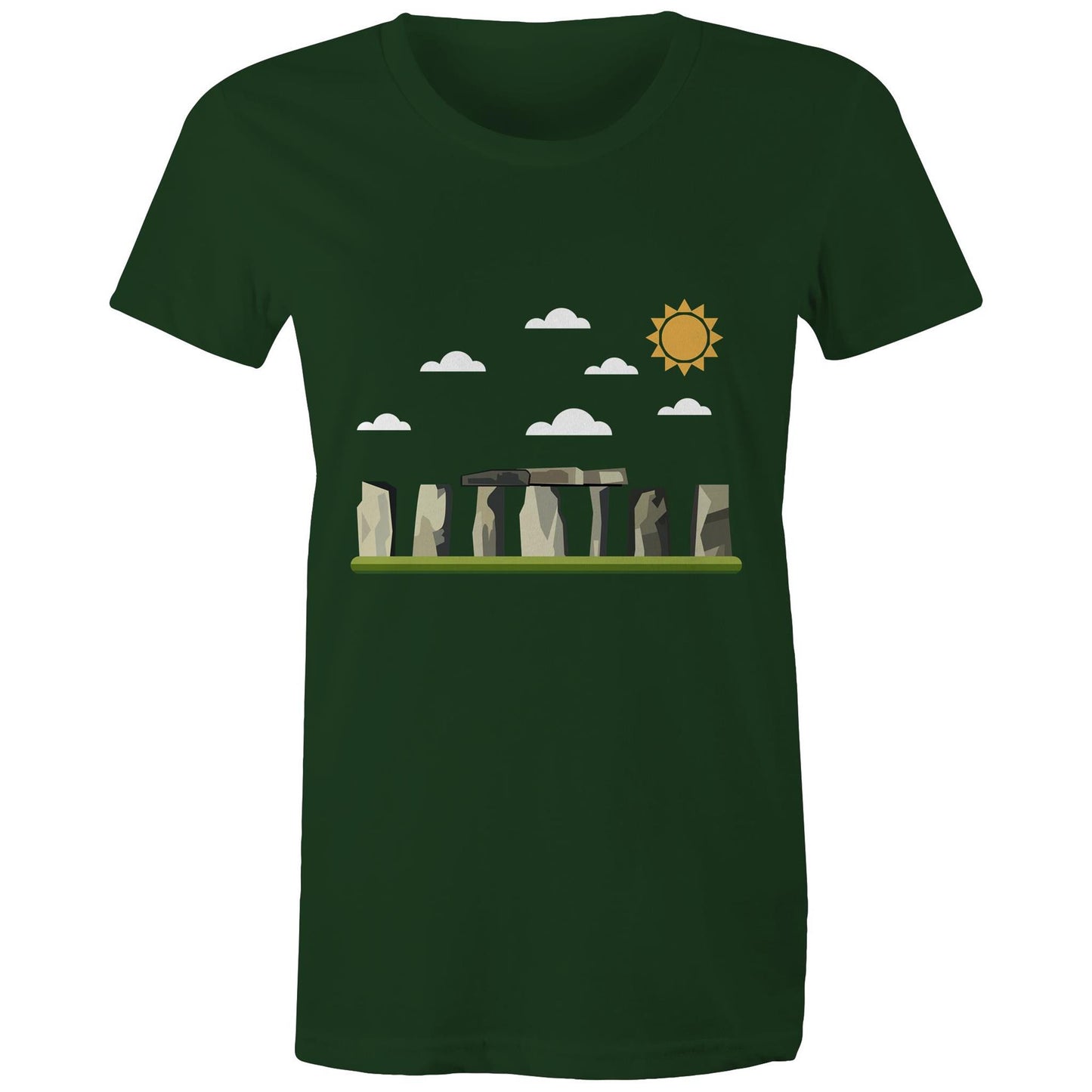 Women's Earthfolk T shirt - Standing Stones - The Crescent Moon