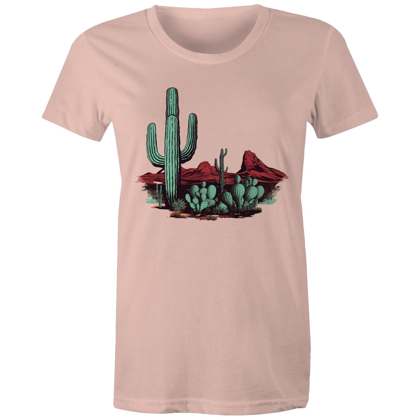 Women's Earthfolk T shirt - Cactus Desert - The Crescent Moon
