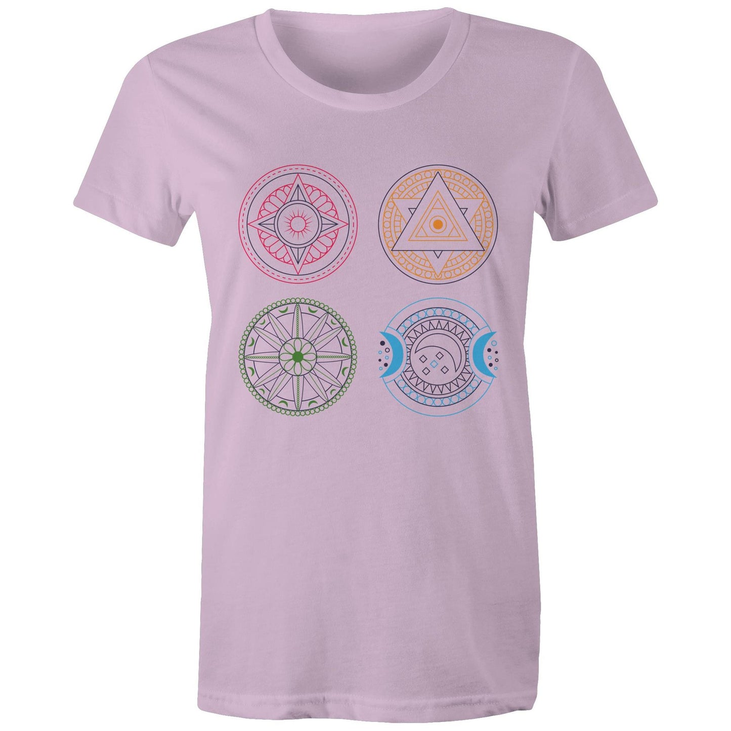 Women's Earthfolk Printed T shirt - Esoteric Mandala - The Crescent Moon