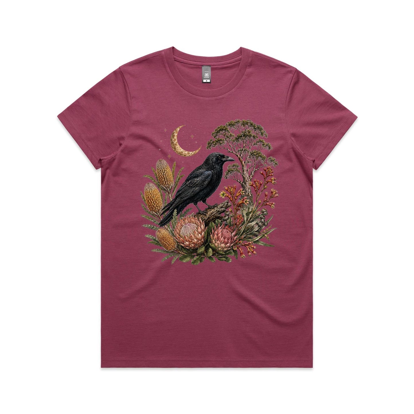 Women's Crow Graphic T-Shirt | Australian Native Botanical Print