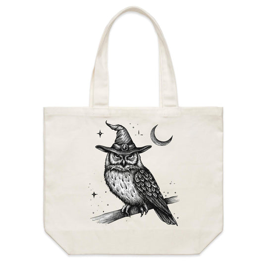 Earthfolk Canvas Tote Bag - Owl Magick - The Crescent Moon