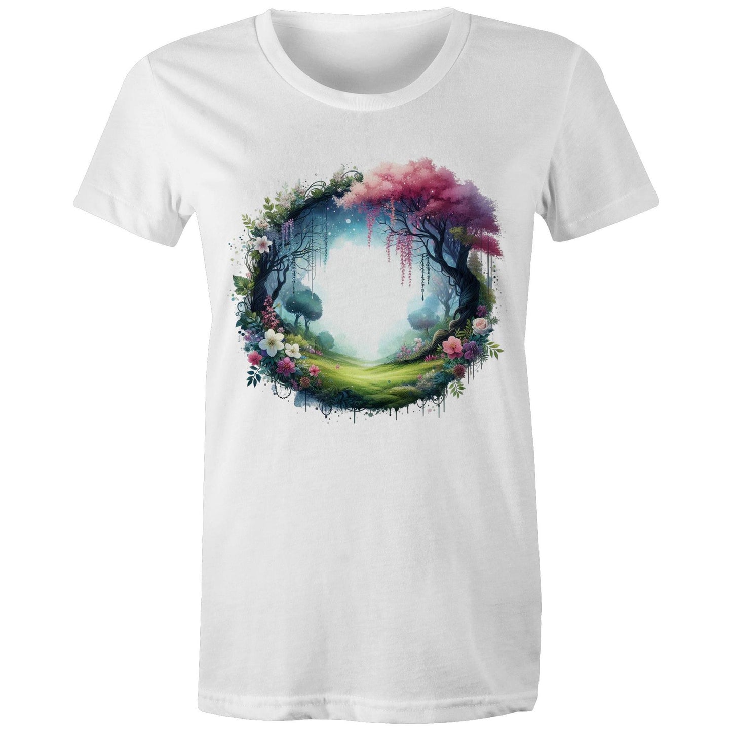 Women's Earthfolk Printed T shirt - Magickal Portal - The Crescent Moon