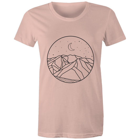 Women's Earthfolk Printed T shirt - Moon Mountain - The Crescent Moon