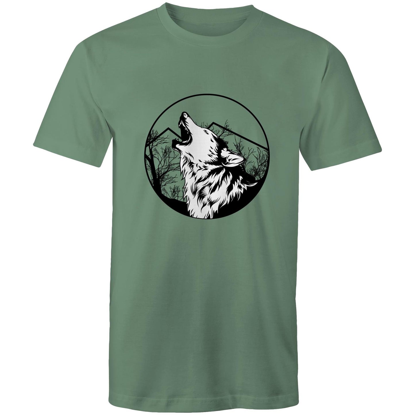 Men's Earthfolk Printed T shirt - Howling Wolf - The Crescent Moon