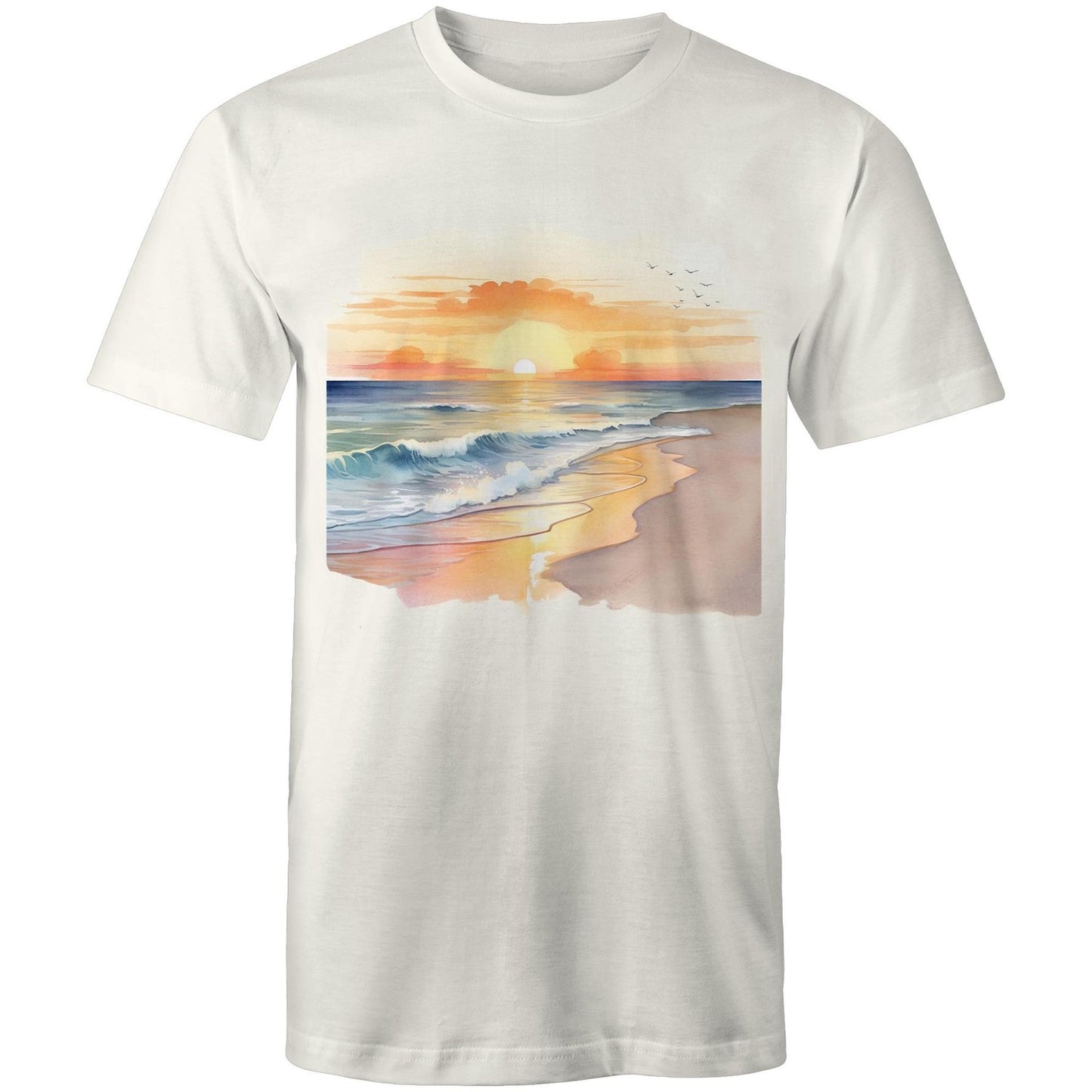 Men's Earthfolk Printed T shirt - Water colour Sunset - The Crescent Moon