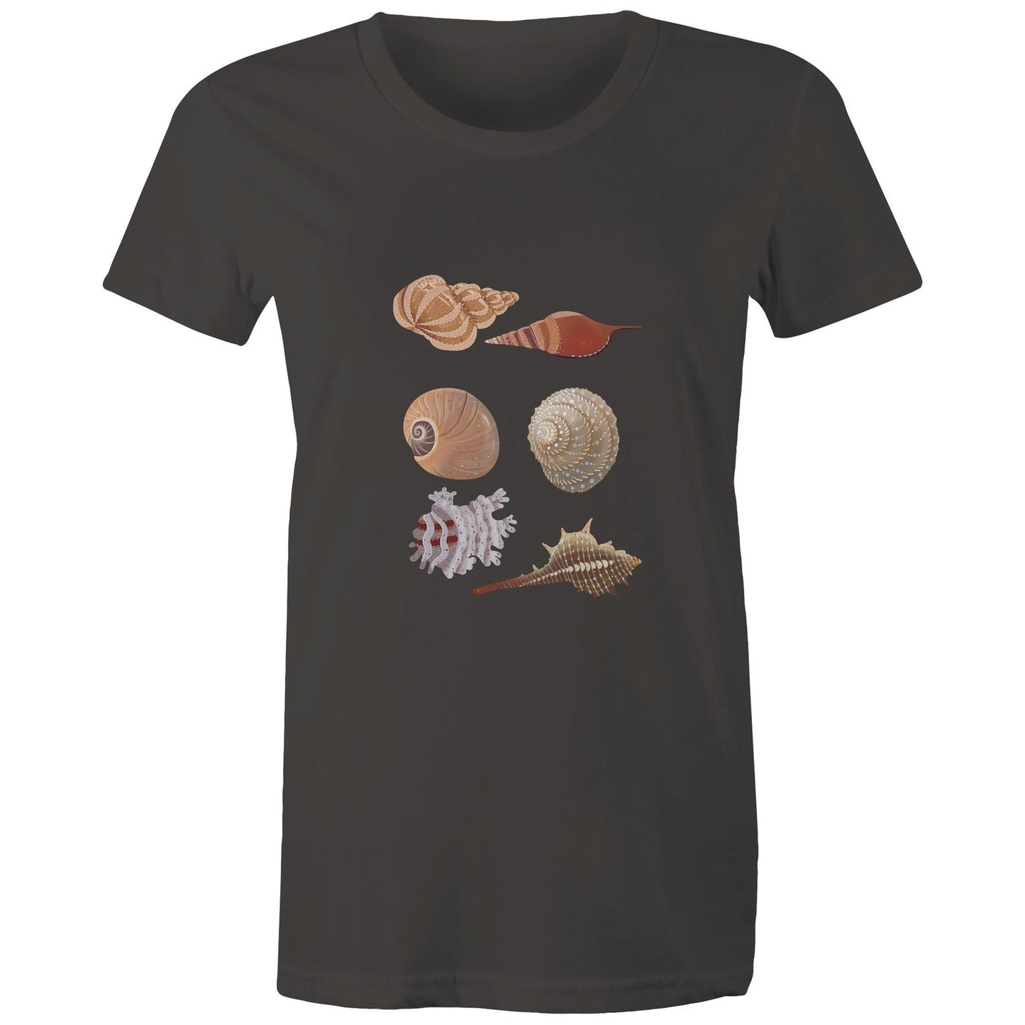 Women's Earthfolk T shirt - Sea Shells - The Crescent Moon