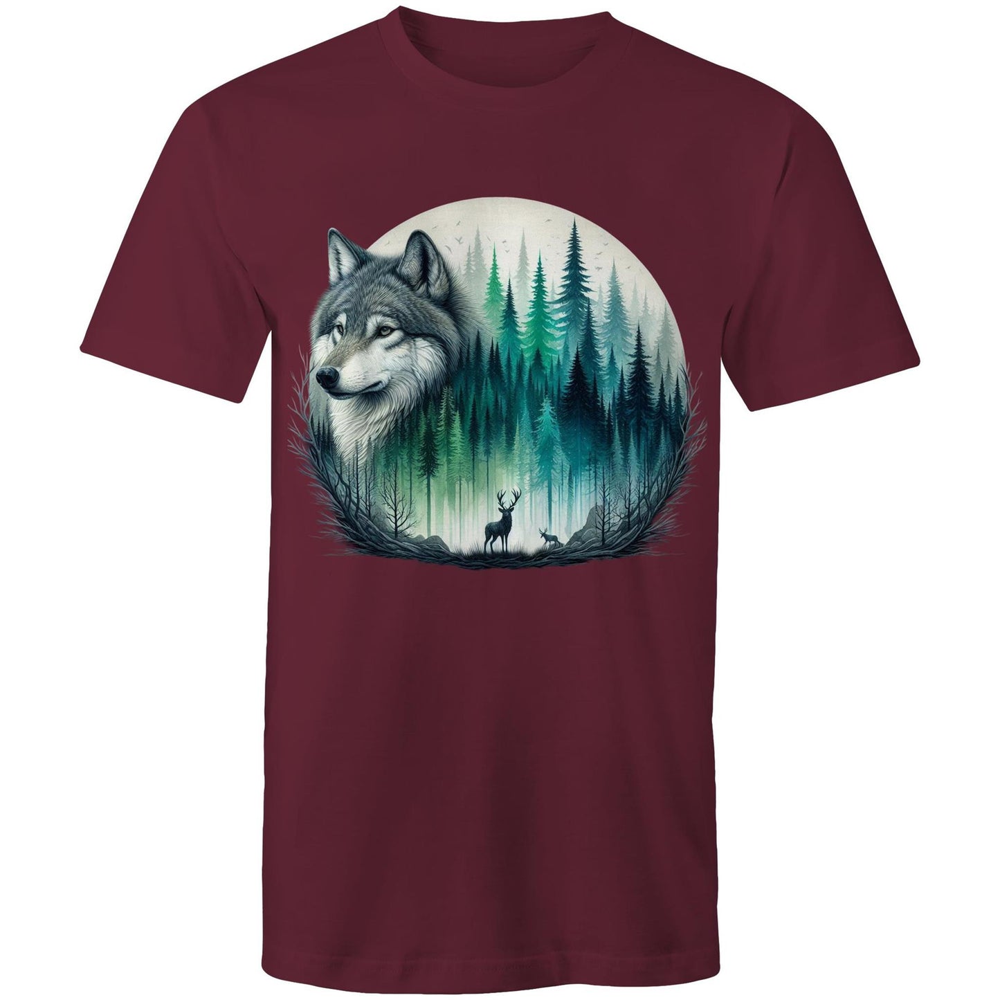 Men's Earthfolk T shirt - Wolf Landscape - The Crescent Moon