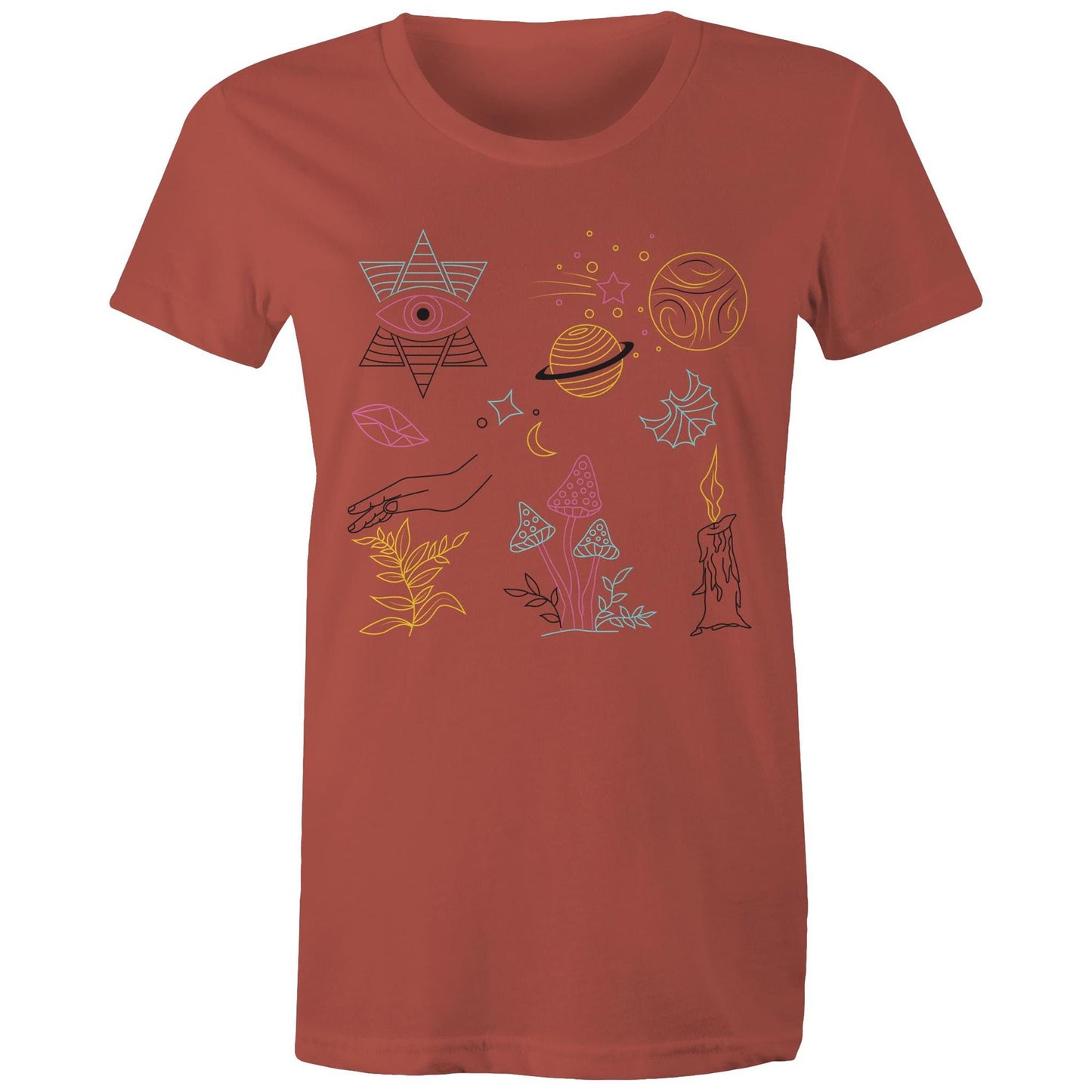 Women's Earthfolk T shirt - Mystic Symbols - The Crescent Moon