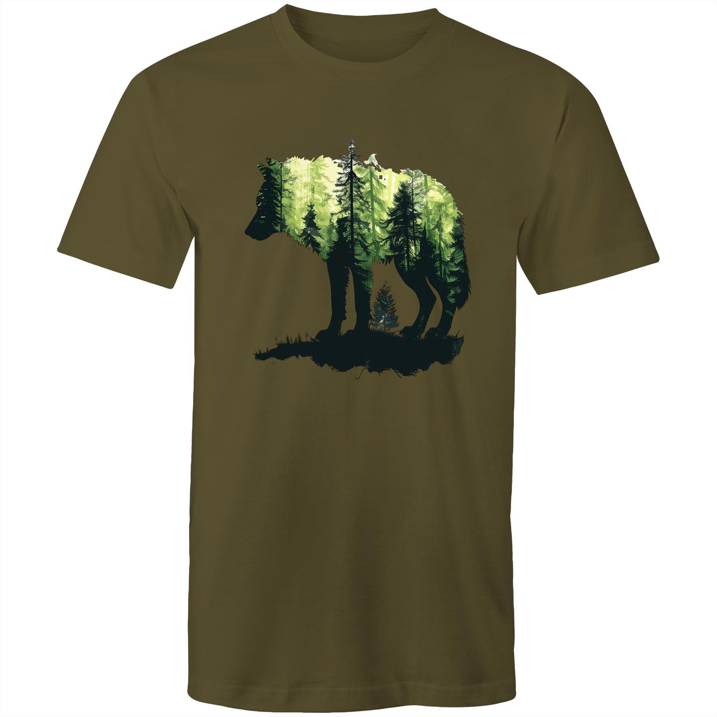 Men's Earthfolk T shirt Forest Wolf - The Crescent Moon