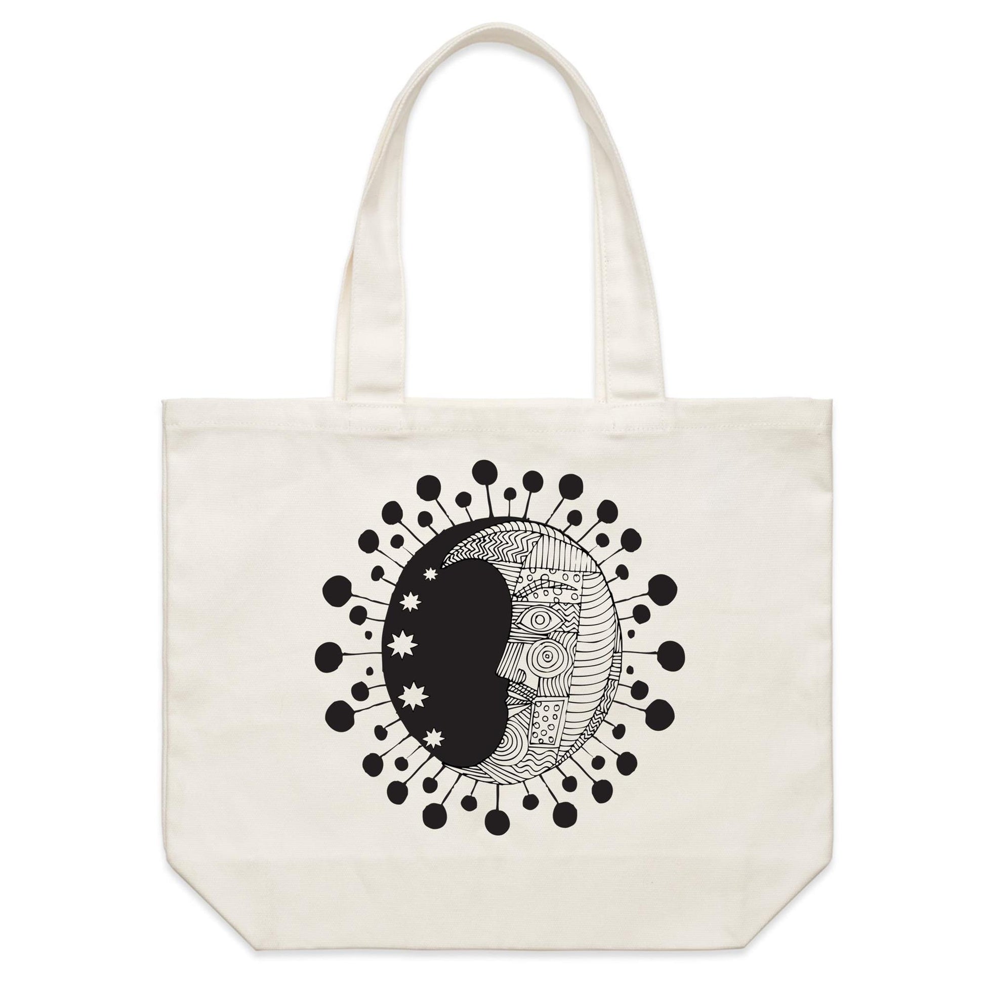 Earthfolk Canvas Tote Bag - Flower Moon - The Crescent Moon