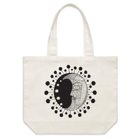 Earthfolk Canvas Tote Bag - Flower Moon - The Crescent Moon