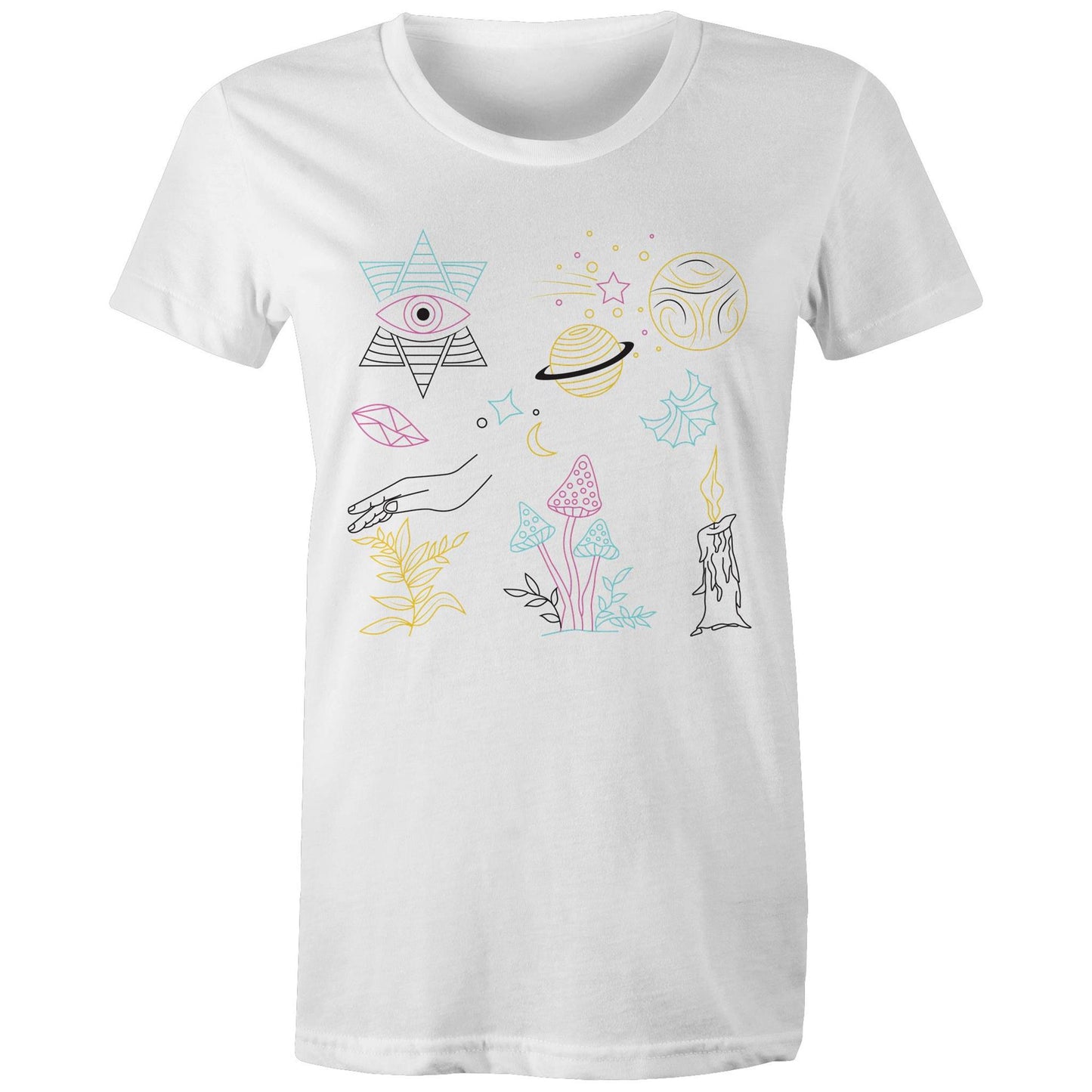 Women's Earthfolk T shirt - Mystic Symbols - The Crescent Moon