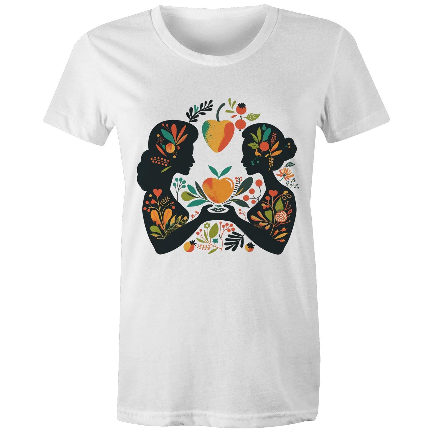 Women's Earthfolk T shirt - Folk Art - The Crescent Moon