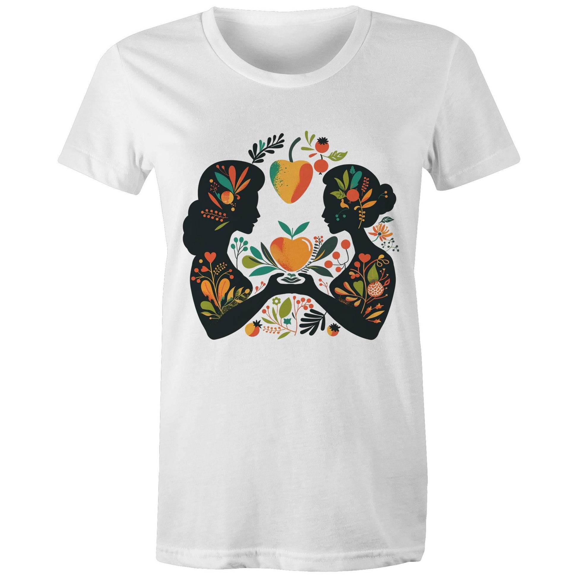 Women's Earthfolk T shirt - Folk Art - The Crescent Moon