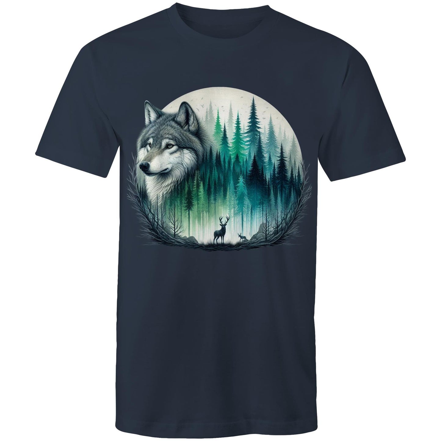 Men's Earthfolk T shirt - Wolf Landscape - The Crescent Moon