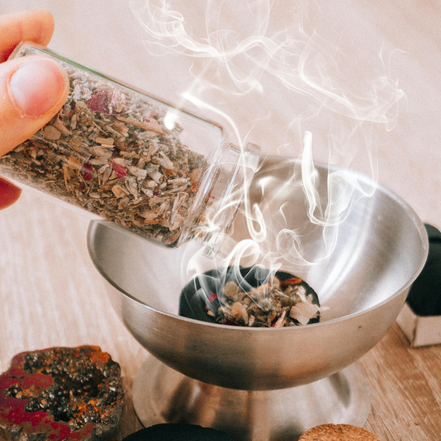 burnering incense on charcoal