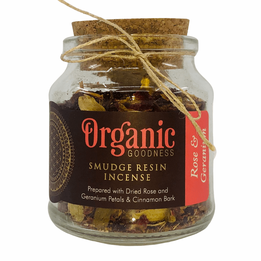 Rose, Geranium and Cinnamon Bark Smudge Resin Incense - The Crescent Moon