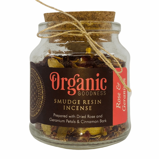 Rose, Geranium and Cinnamon Bark Smudge Resin Incense - The Crescent Moon