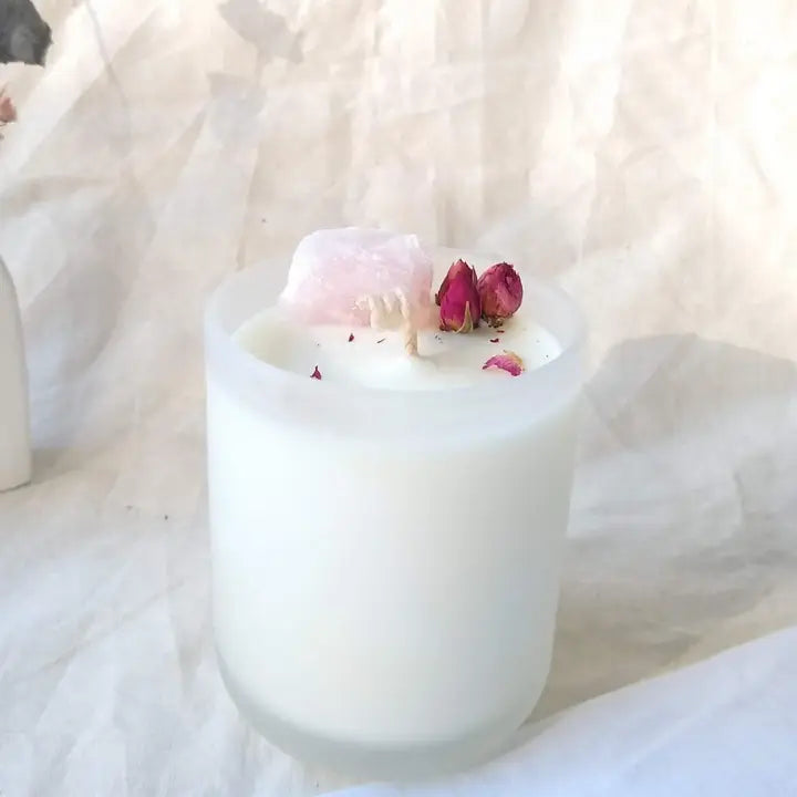 Rose Quartz Crystal Candle - Love and Harmony