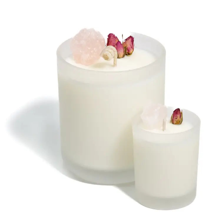 Rose Quartz Crystal Candle - Love and Harmony