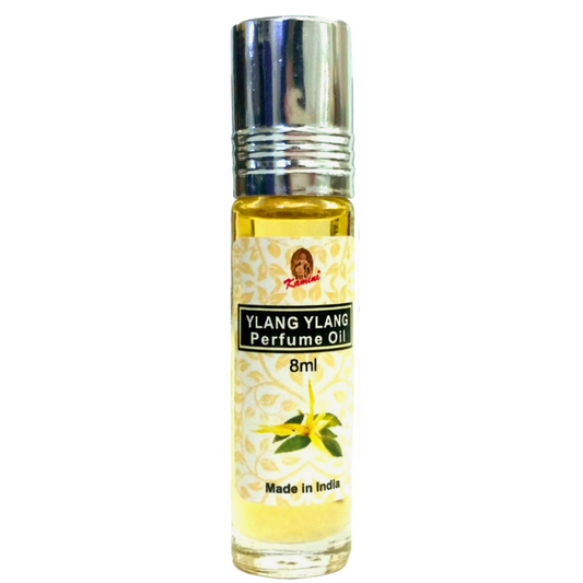 Ylang Ylang Perfume Oil with label on a white background