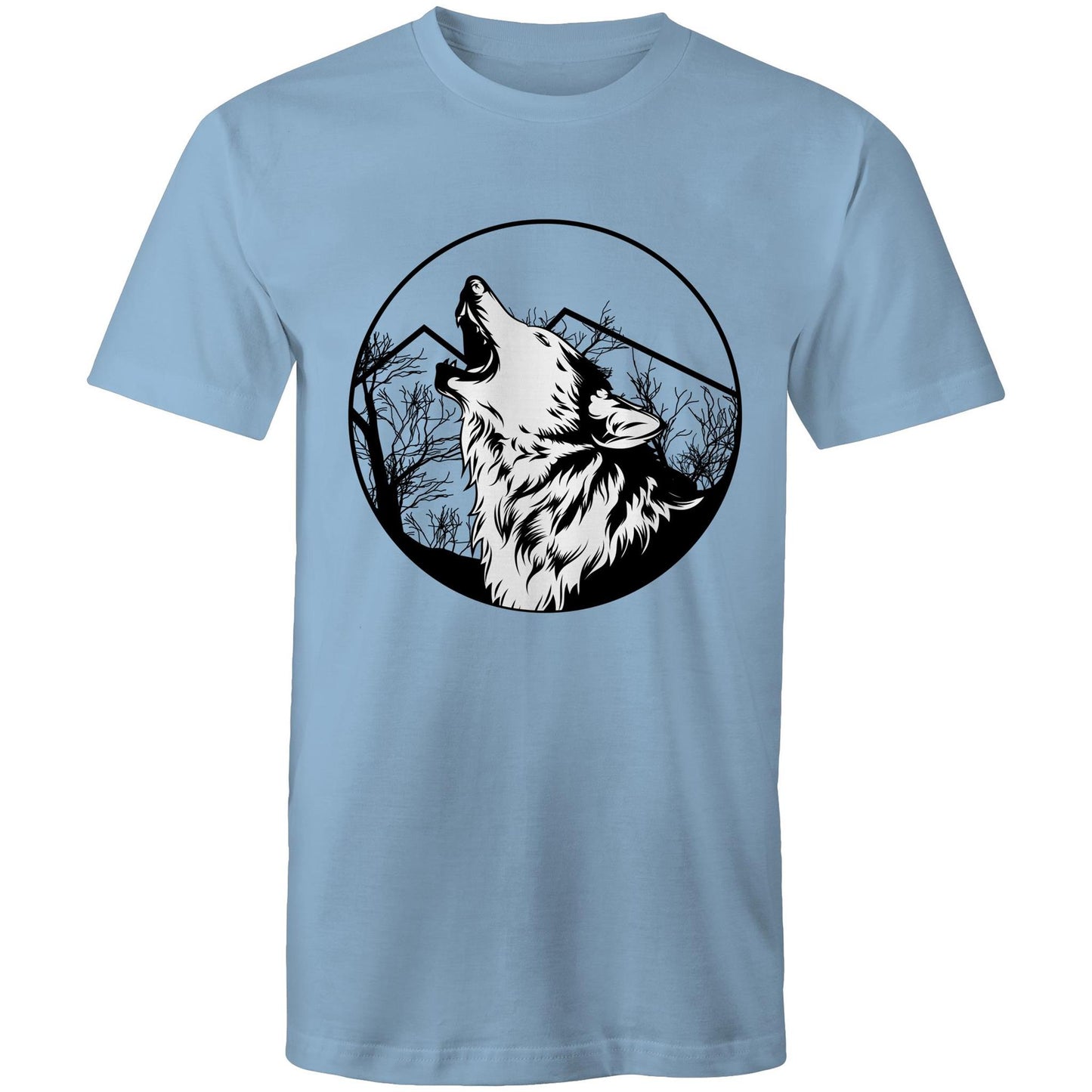 Men's Earthfolk Printed T shirt - Howling Wolf - The Crescent Moon