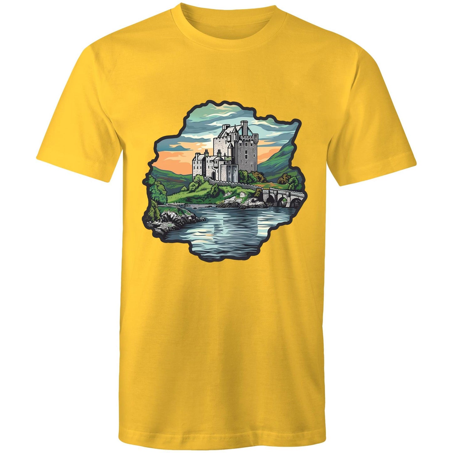 Men's Earthfolk T shirt - Medieval Castle - The Crescent Moon