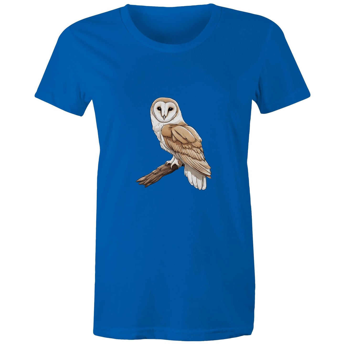 Women's Earthfolk T shirt - Barn Owl on Branch - The Crescent Moon