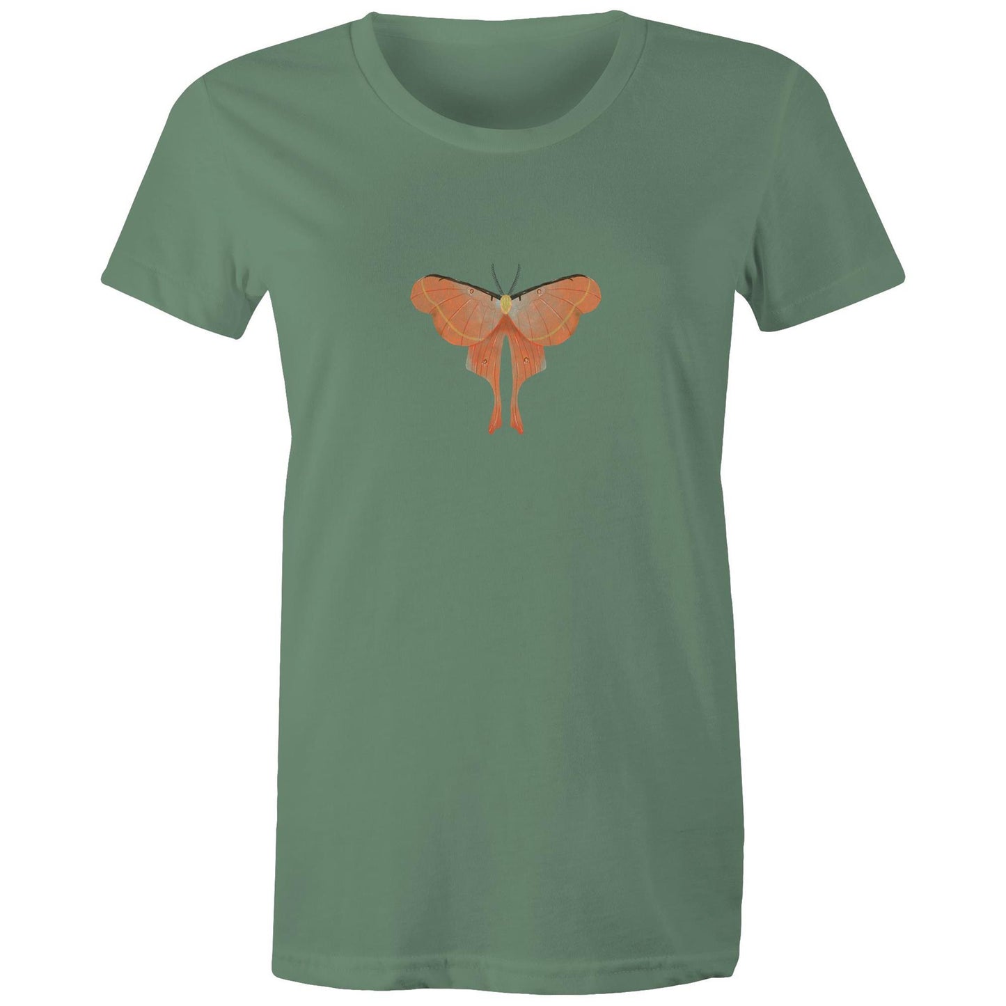 Earthfolk Printed T shirt - Women's Relaxed Fit - Orange Moth
