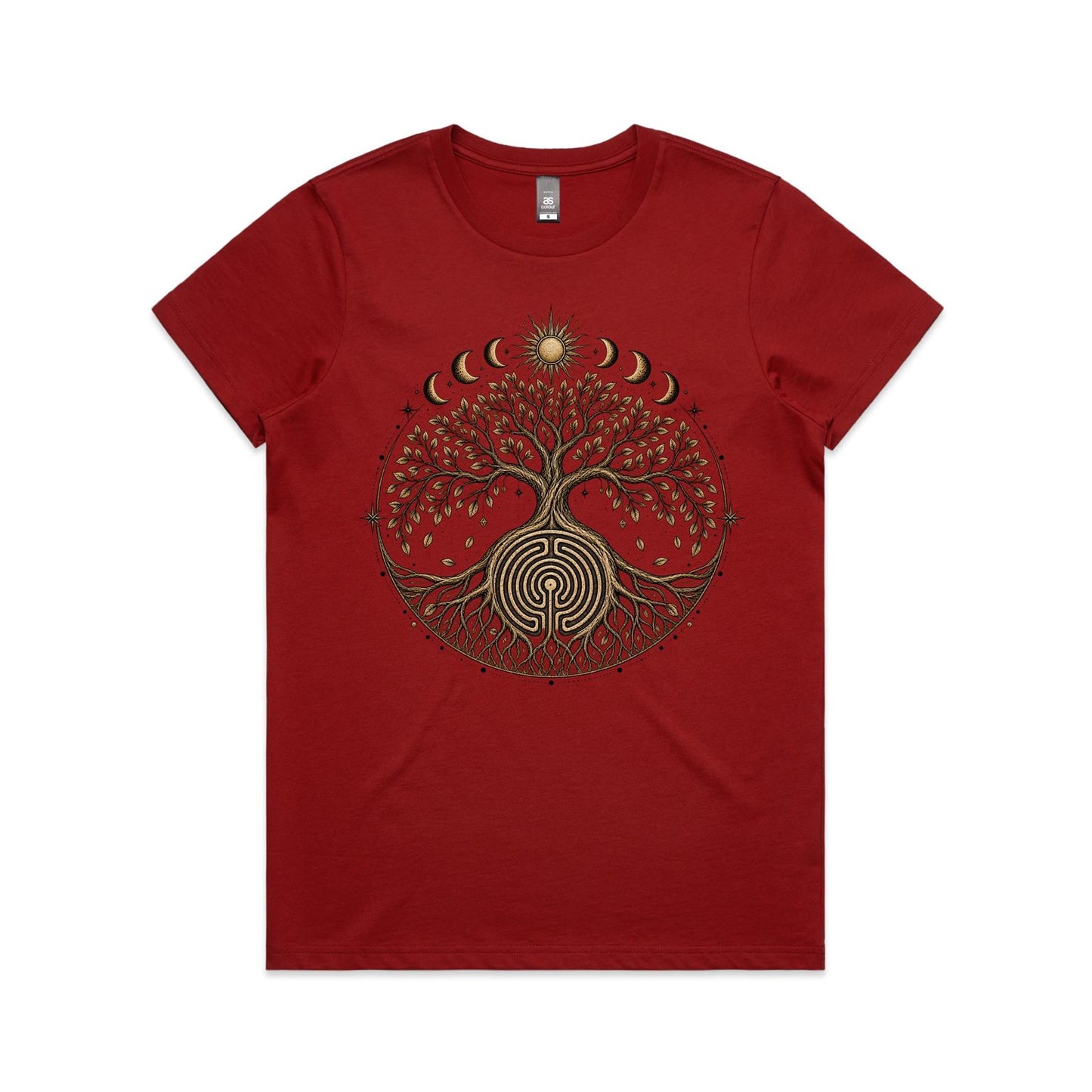 Women's Earthfolk Tree of Life Labyrinth Graphic T-Shirt