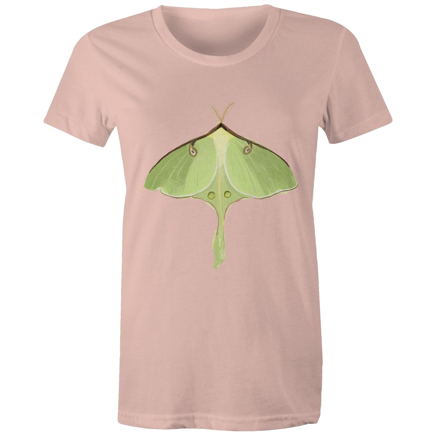 Earthfolk Printed T shirt - Women's Relaxed Fit - Luna Moth - The Crescent Moon