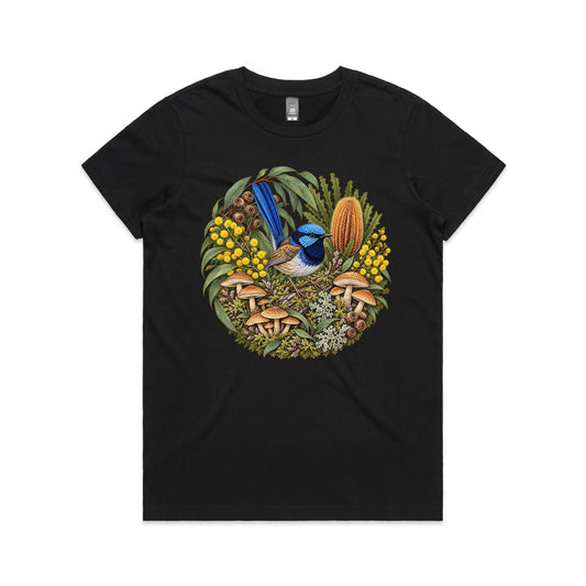 Womens Blue Fairy Wren T-shirt - Earthfolk Nature T-shirts