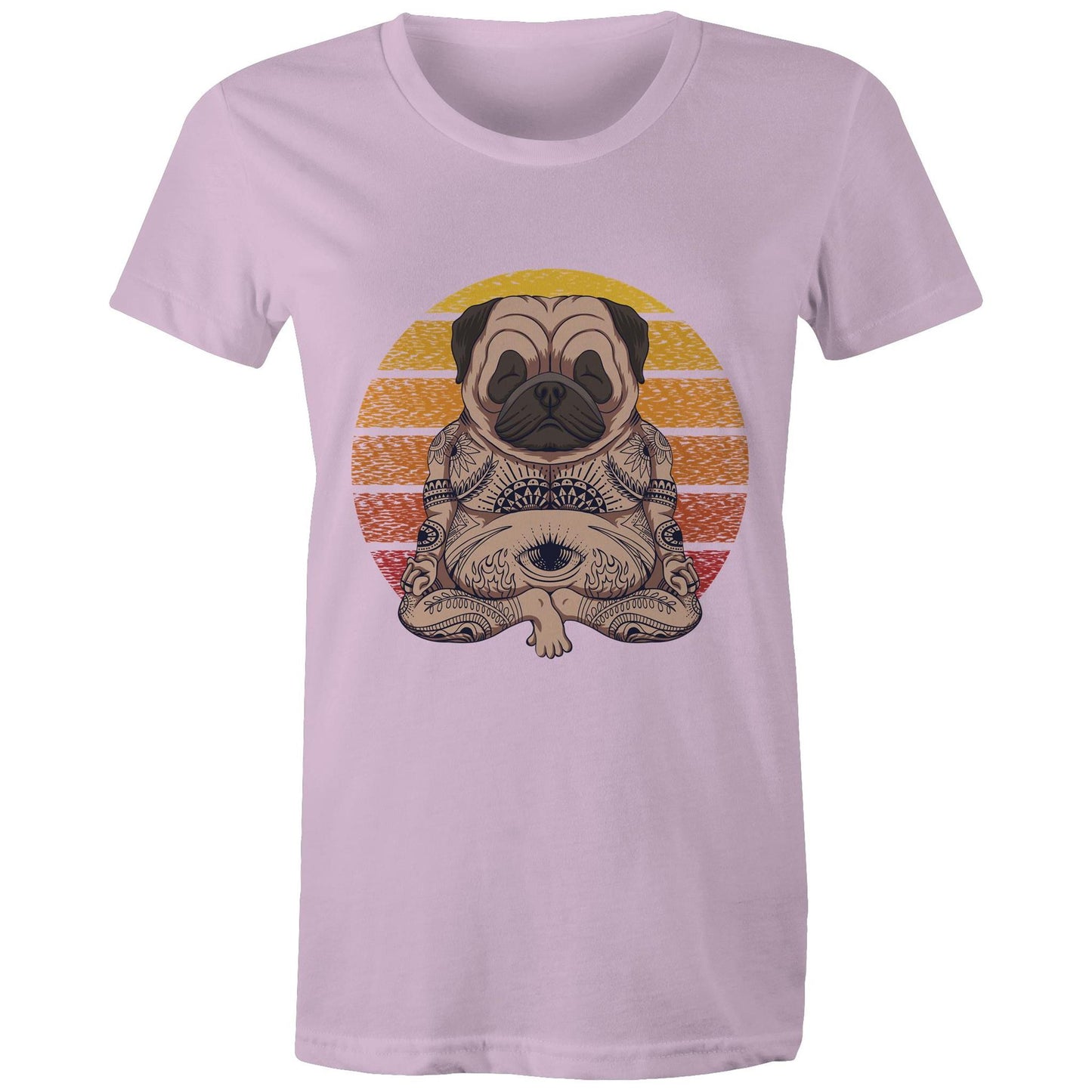 Women's Earthfolk Printed T shirt - Yoga Pug