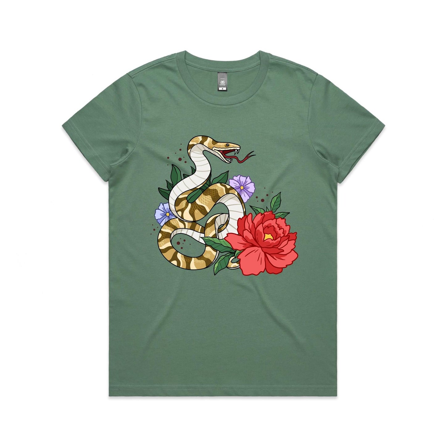 Women's Earthfolk T-shirt - Snake Print - Danger in Beauty