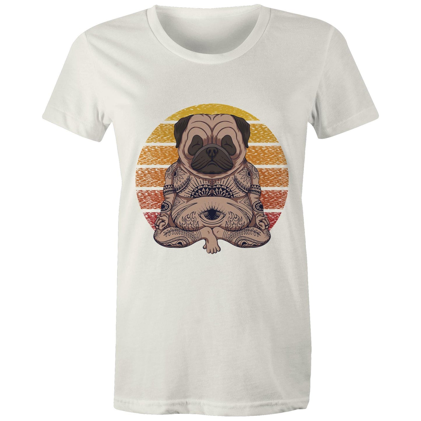 Women's Earthfolk Printed T shirt - Yoga Pug