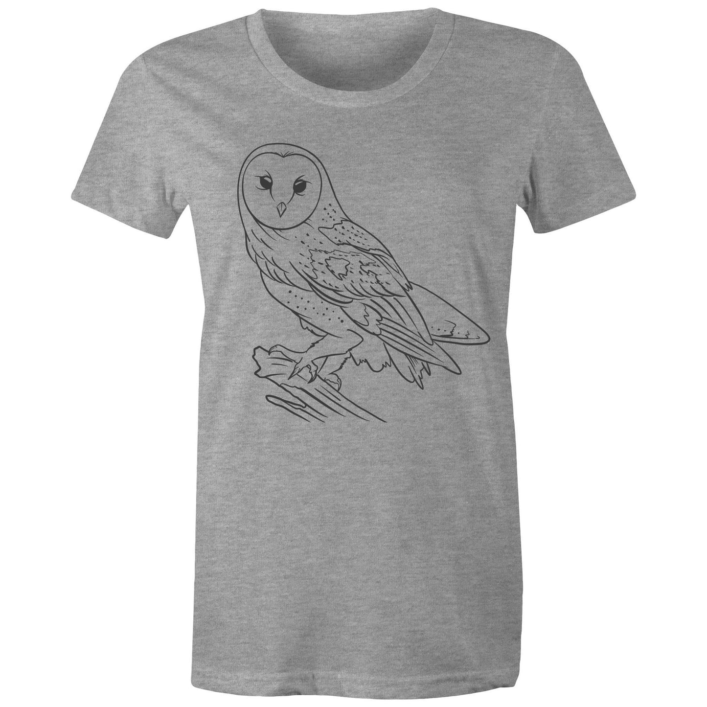 Earthfolk Printed T shirt - Women's Relaxed Fit - Owl Sketch - The Crescent Moon