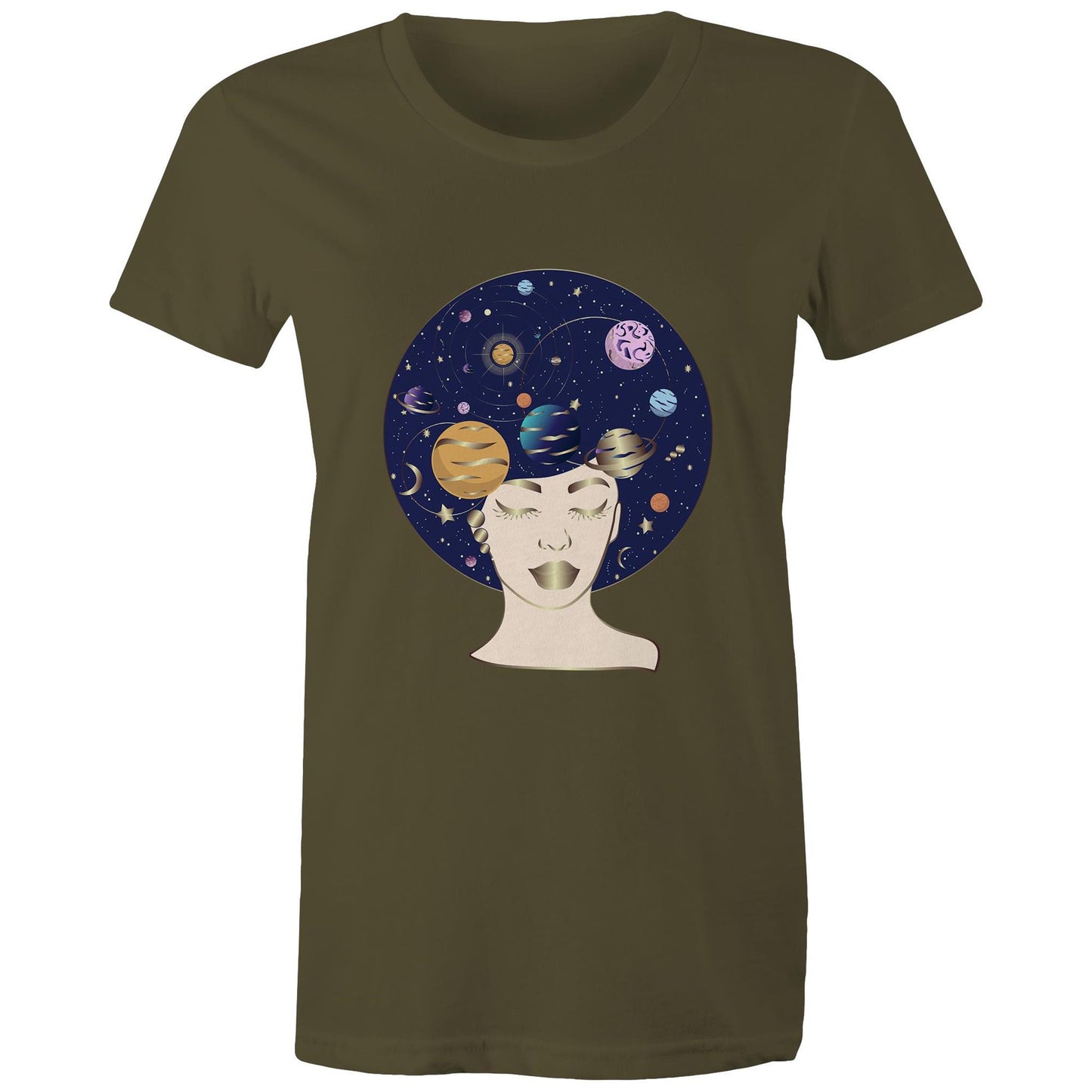 Women's Earthfolk Printed T shirt - Galaxy Lady