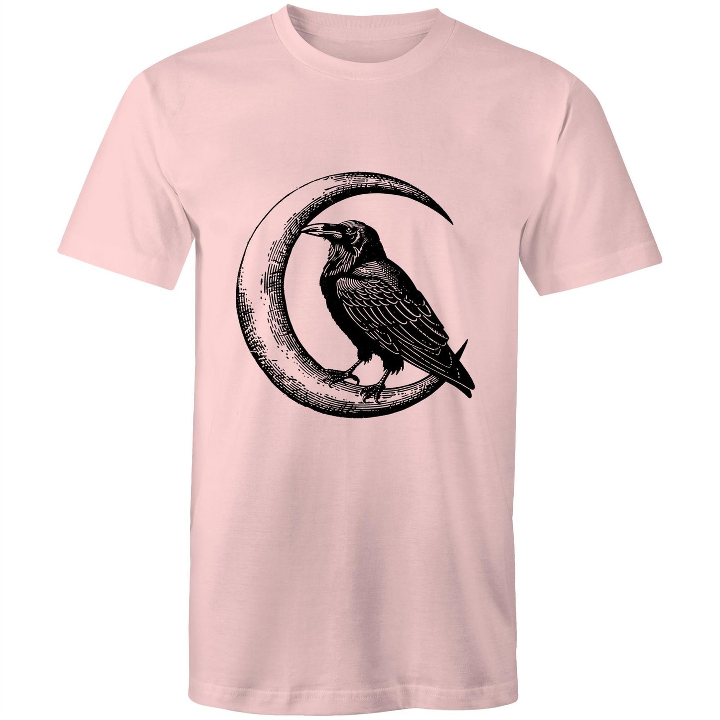 Men's Earthfolk Printed T shirt - Crow and Moon - The Crescent Moon