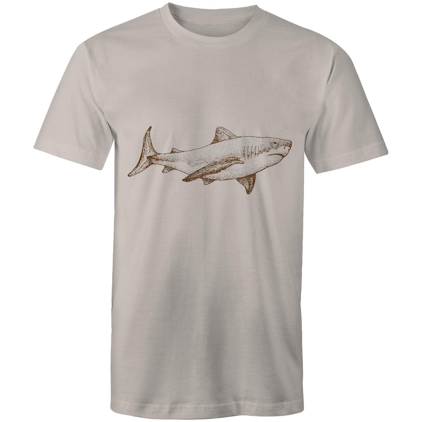 Earthfolk Printed T shirt - Mens Relaxed Fit - Sepia Shark - The Crescent Moon