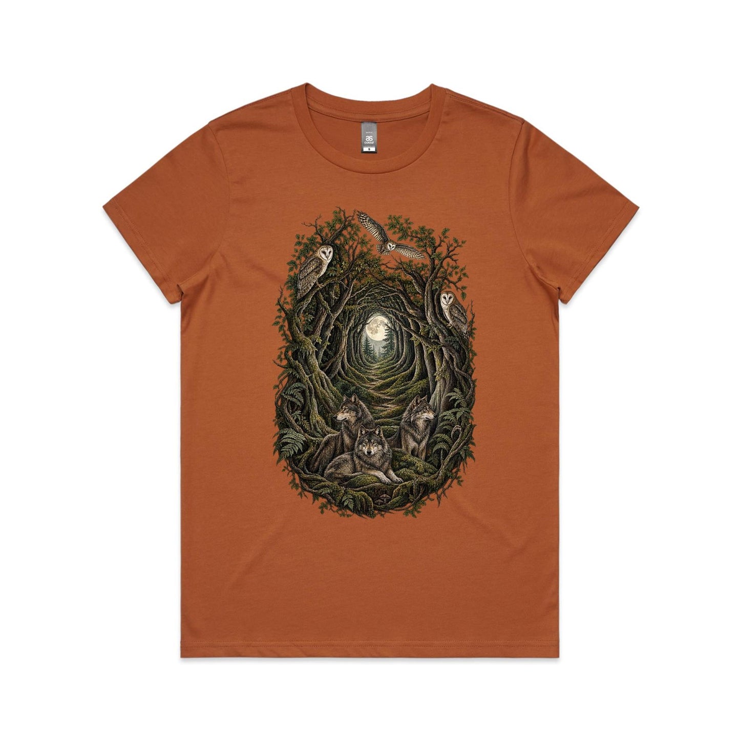 Women's Owl and Wolf Woodland Graphic T-shirt