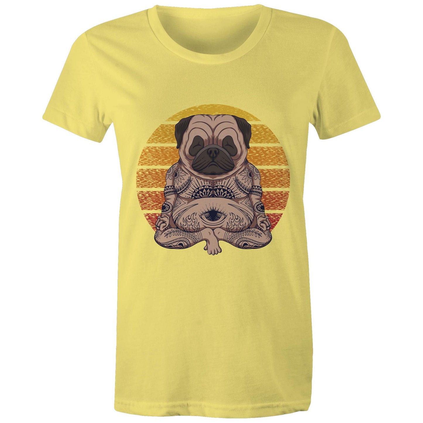 Women's Earthfolk Printed T shirt - Yoga Pug