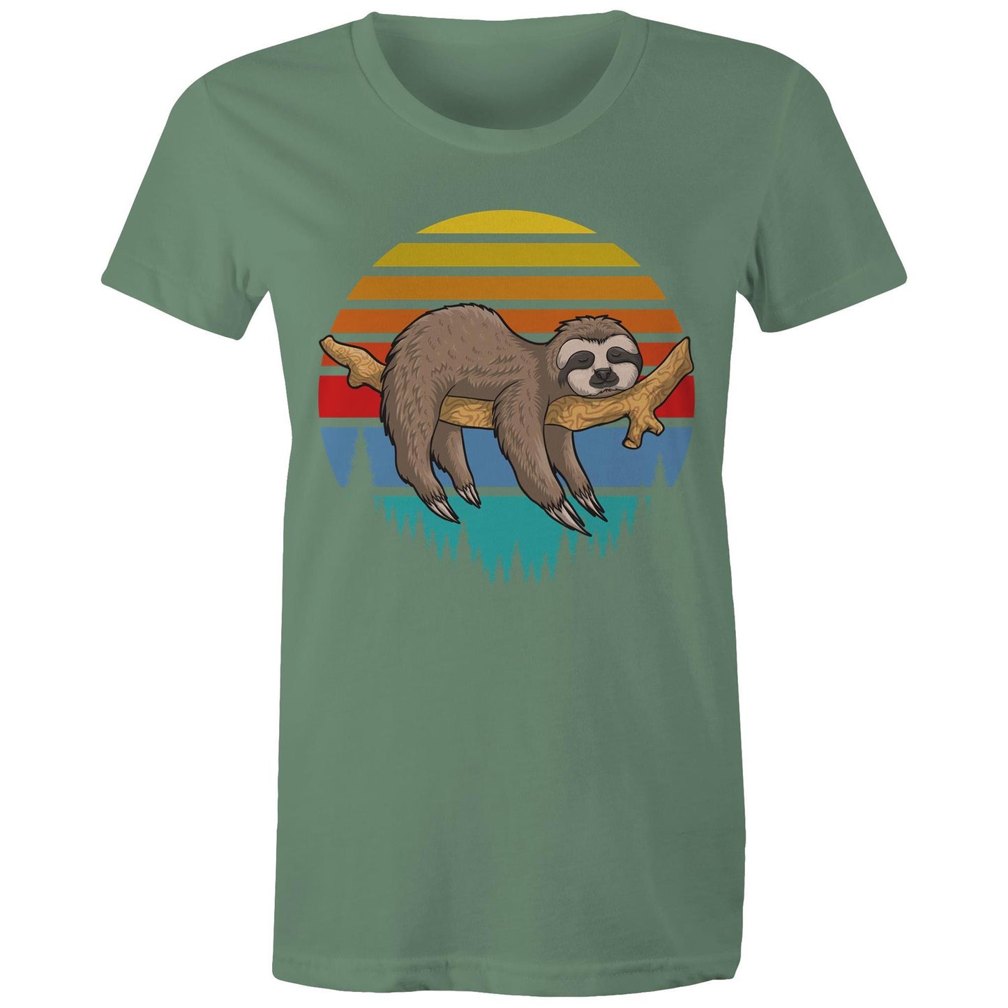 Women's Earthfolk Printed T shirt - Sleepy Sloth - The Crescent Moon