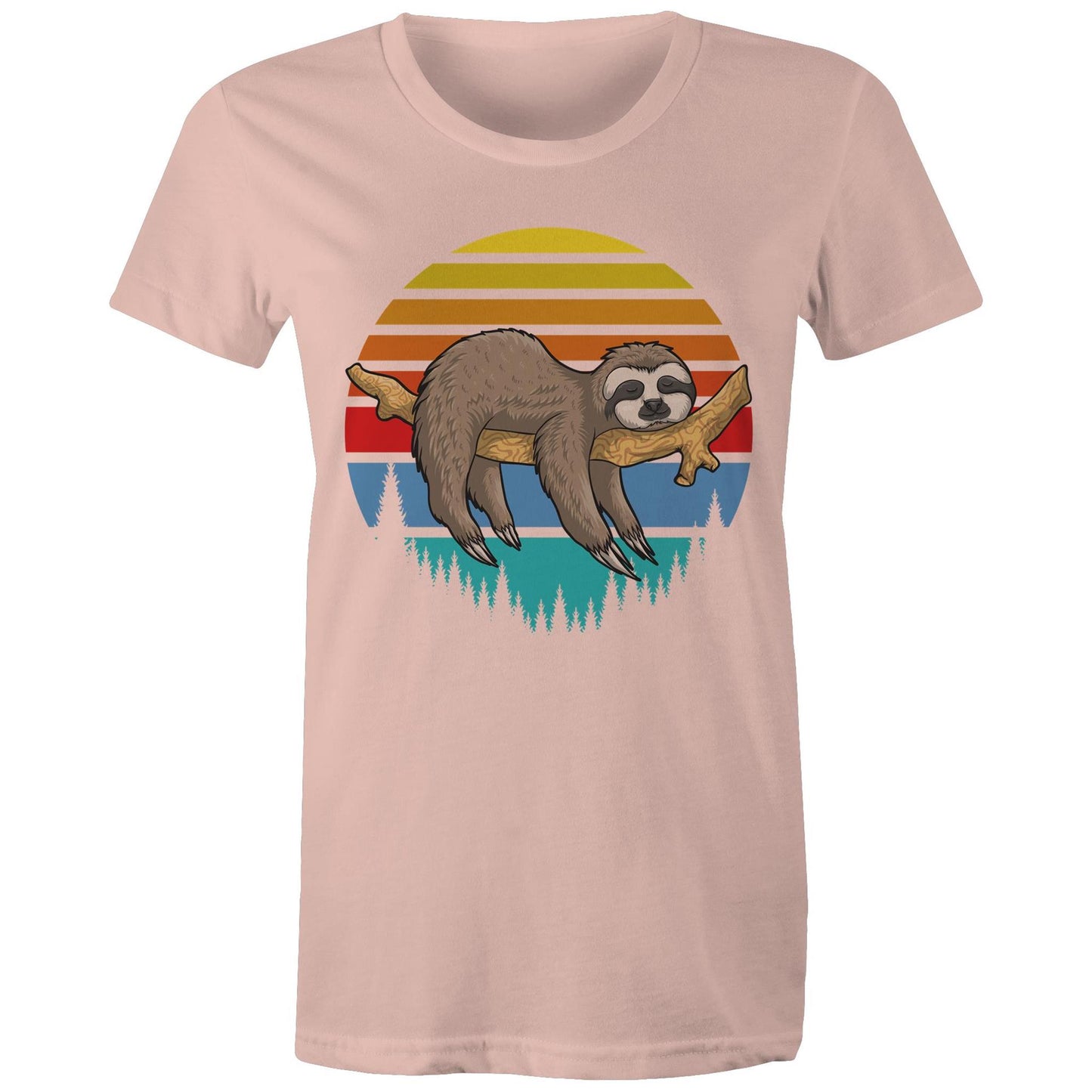 Women's Earthfolk Printed T shirt - Sleepy Sloth - The Crescent Moon