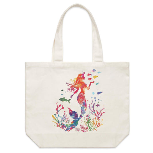 Earthfolk Canvas Tote Bag - Colourful Mermaid - The Crescent Moon