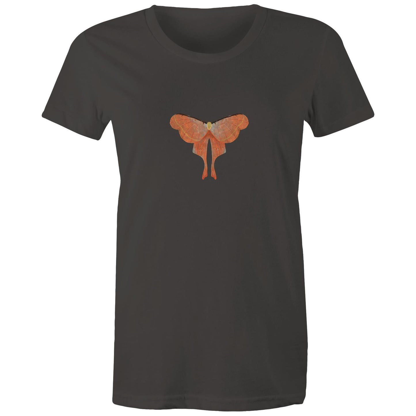Earthfolk Printed T shirt - Women's Relaxed Fit - Orange Moth